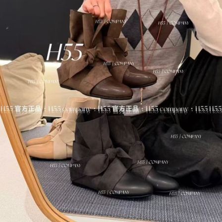 H55【H55粉丝专享】正品-拼接复古游牧风绑带高级小众时装靴21-3729