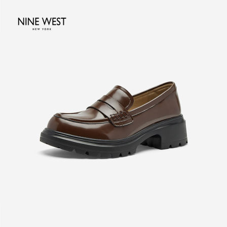 Nine West/玖熙休闲乐福鞋女秋冬方头厚底复古职场学院风百搭单鞋