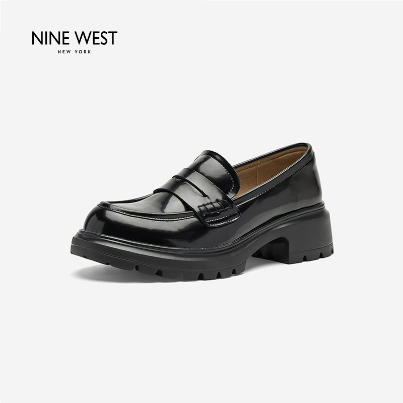 Nine West/玖熙厚底乐福鞋女秋冬英伦风增高通勤百搭复古百搭单鞋主图