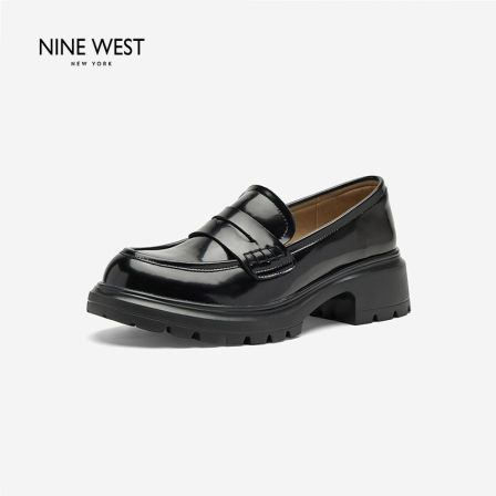 Nine West/玖熙厚底乐福鞋女秋冬英伦风增高通勤百搭复古百搭单鞋