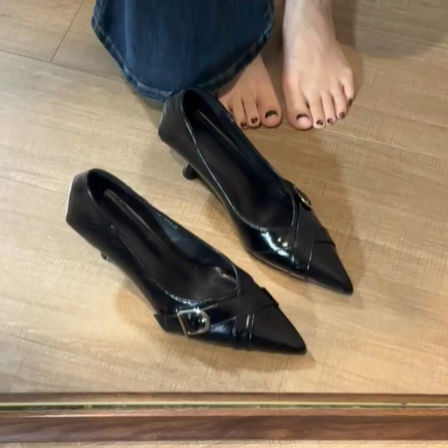羊皮版~高级感优雅气质时尚舒适百搭高跟鞋女设计感通勤浅口单鞋