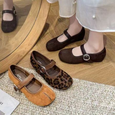 （运补全额补）新款复古休闲女鞋百搭通勤内增高4.5CM一脚蹬单鞋