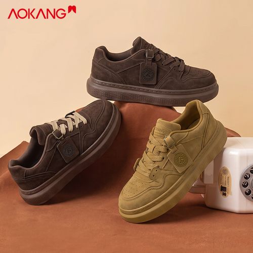 Aokang/奥康官方正品时尚潮流休闲复古百搭厚底低帮增高休闲板鞋主图