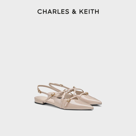 CHARLES&KEITH26秋新款CK1-70381236时尚尖头平底金属扣细带凉鞋