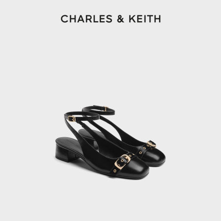 CHARLES&KEITH26秋新款CK1-60361629时尚方头低跟腕带金属扣凉鞋