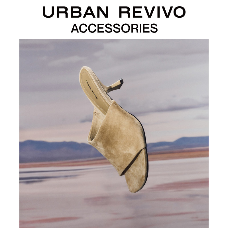 URBAN REVIVO2026秋季新款女士PU皮露趾高跟拖鞋UAWS60078主图