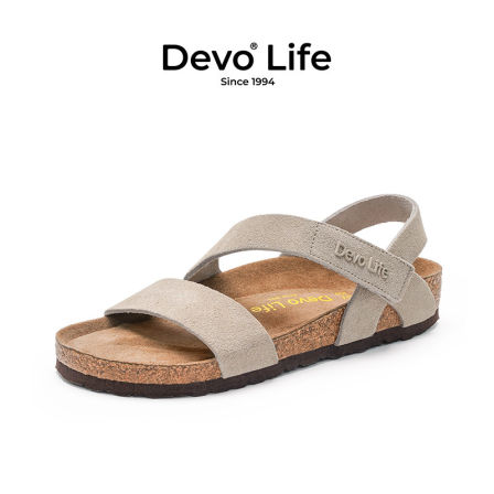 Devo/的沃软木凉鞋休闲时尚复古文艺日系魔术贴夏季罗马女鞋22005