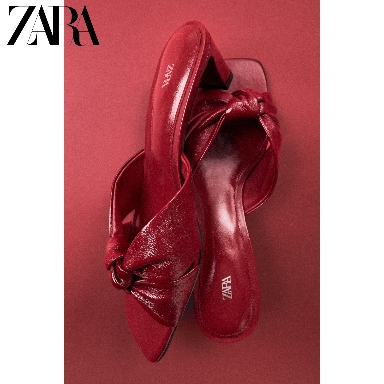 ZARA2026夏季新品 女鞋 皮革结饰露跟高跟粗猫跟凉鞋 1314810 600主图