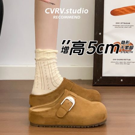 超火皮带扣磨砂勃肯鞋女2026新款秋季不累脚包头半拖一脚蹬懒人鞋