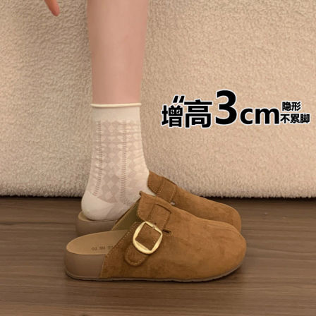 厚底勃肯鞋包头半拖女外穿2026秋季新款一脚蹬博肯拖鞋半托女鞋子