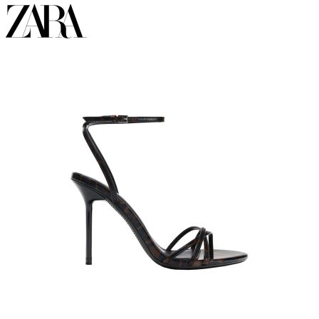 ZARA2026早秋新品 女鞋 复古个性款豹纹印花高跟凉鞋 3326810 195