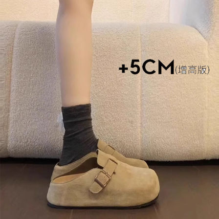厚底内增高勃肯鞋女款秋季外穿单鞋包头半拖鞋百搭软底博肯凉拖鞋