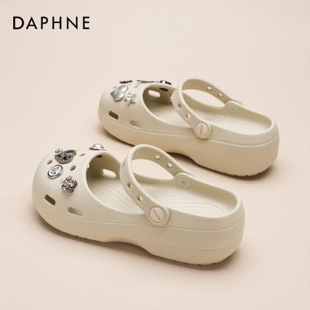 Daphne/达芙妮芭蕾洞洞鞋女款夏季新款厚底拖鞋防滑包头拖eva女鞋