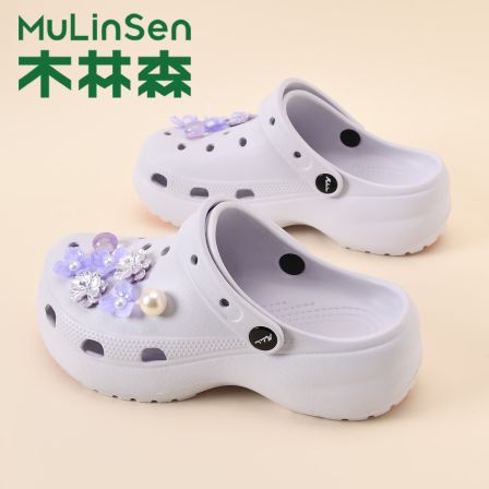 木林森洞洞鞋女款夏季外穿厚底防滑沙滩鞋网红爆款休闲包头凉拖鞋