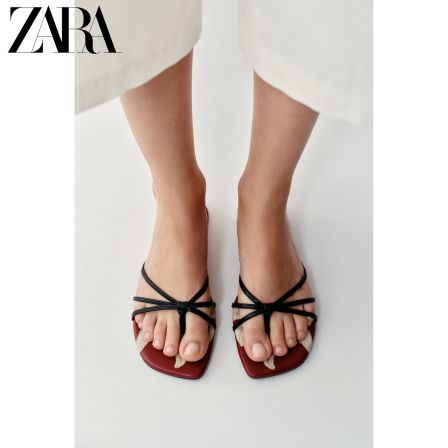 ZARA2026早秋新品 女鞋 法式复古优雅款印花平底凉鞋 2616810 022