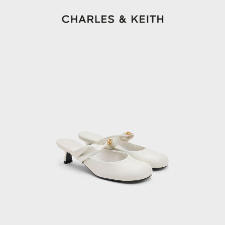CHARLES&KEITH26秋新款CK1-60920438时尚简约圆头低跟褶皱凉拖鞋