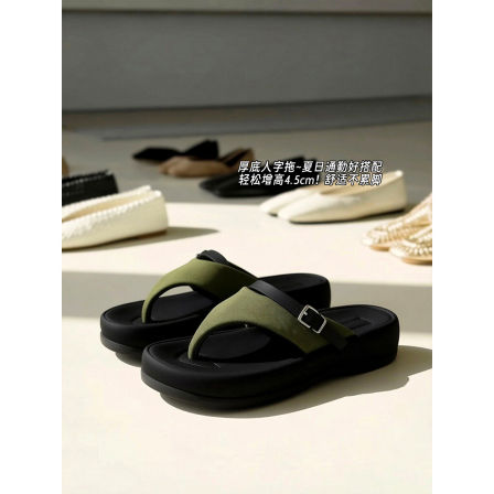 现货告别5折 增高4.5cm 厚底人字拖！夹趾沙滩凉鞋女夏‘UZAH106
