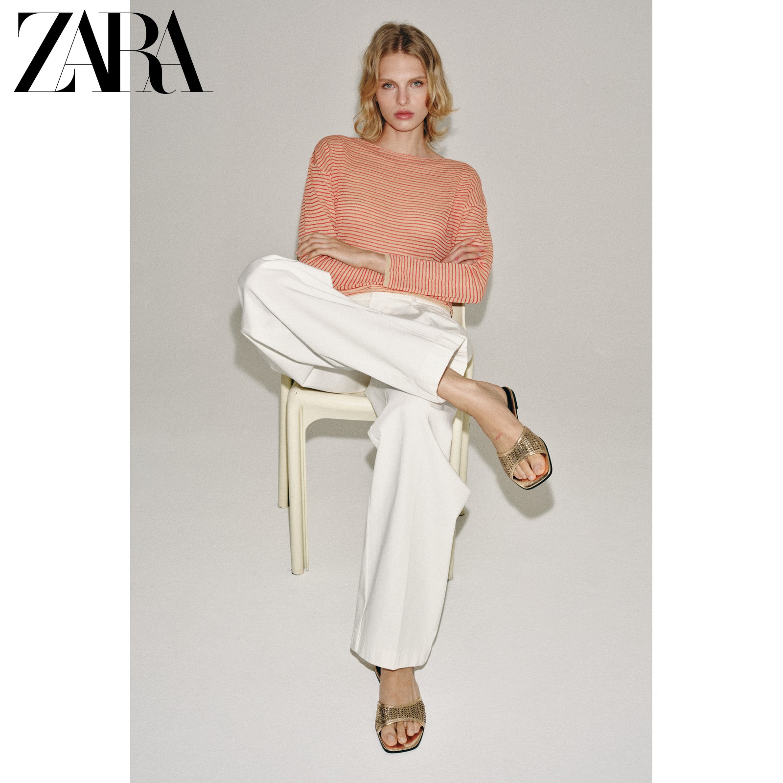 ZARA2026夏季新品 女鞋 镀金属层效果编织平底凉鞋 1806810 091主图