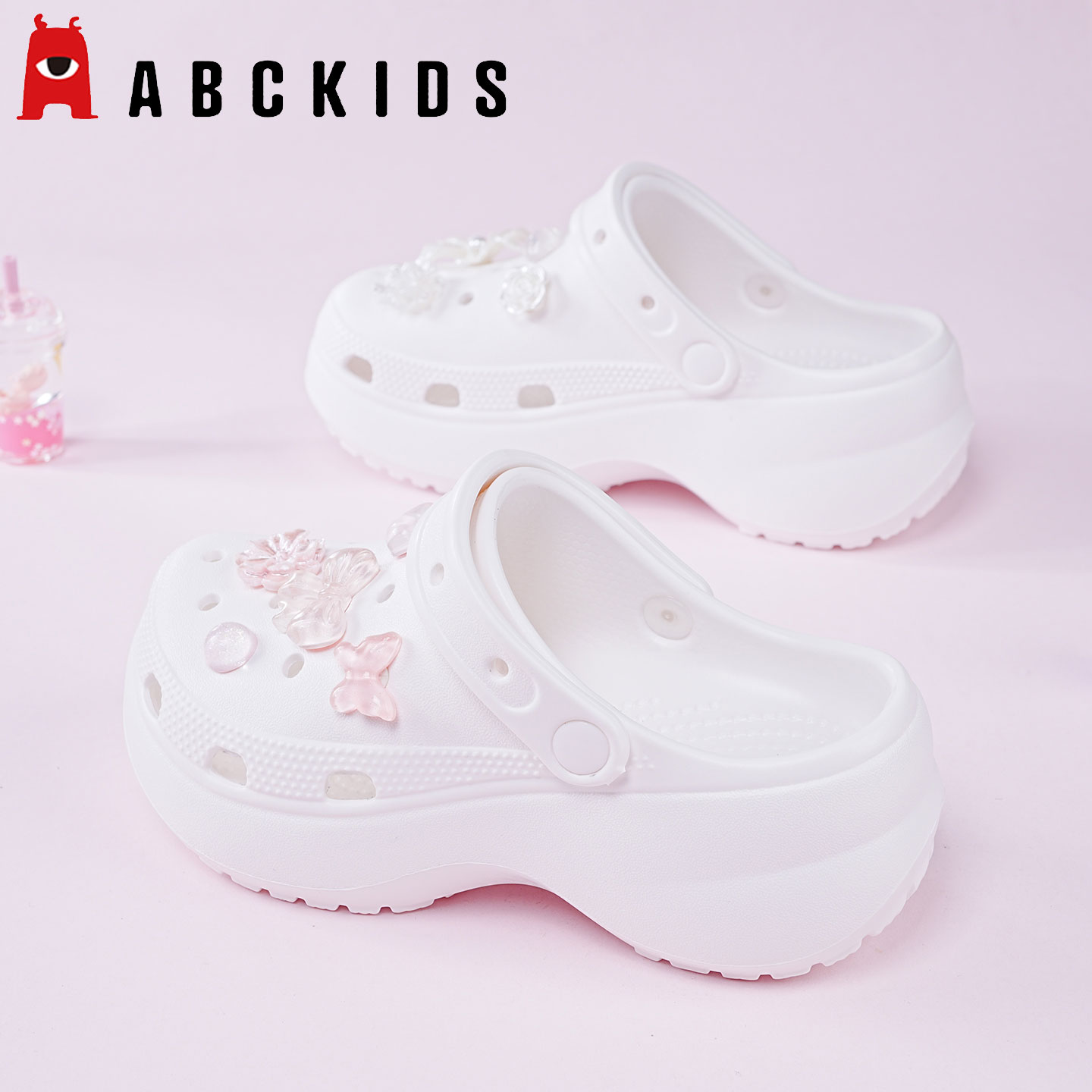 Abckids女童拖鞋夏季儿童云朵洞洞鞋女孩软底防滑中大童沙滩凉拖主图