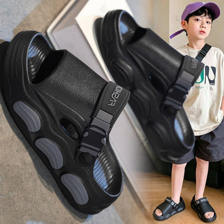 儿童拖鞋男童2026新款夏季男孩黑色耐脏凉拖踩屎感两穿涉水沙滩鞋