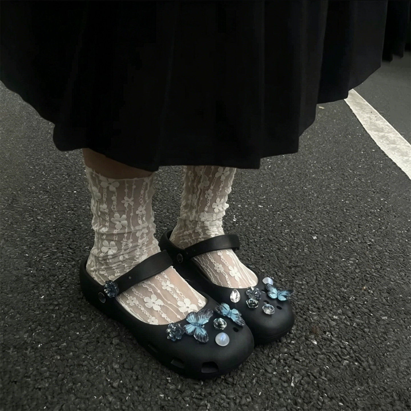 韩国Uamtor儿童玛丽珍洞洞鞋夏季水晶蝴蝶女童芭蕾沙滩鞋包头凉鞋主图
