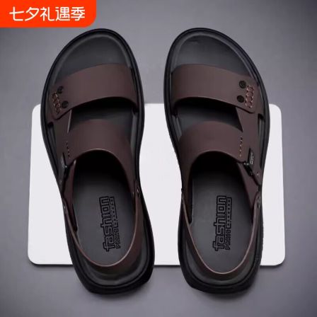 意尔康心选凉鞋2026新款夏季休闲外穿透气皮凉拖鞋户外防臭沙滩鞋