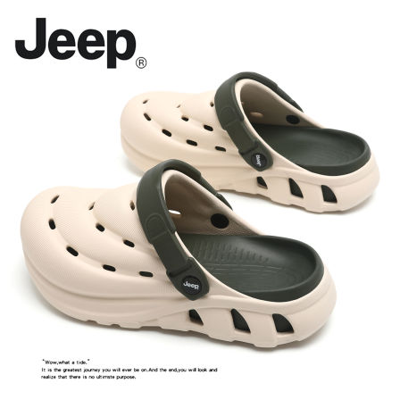 JEEP/吉普洞洞凉拖鞋外穿夏季防滑男休闲轻便两穿厚底包头拖潮流