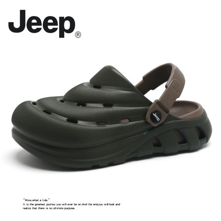 JEEP/吉普洞洞沙滩鞋外穿夏季男士休闲两穿厚底包头拖防滑凉拖鞋