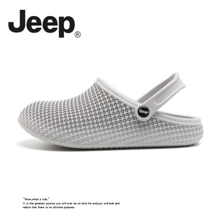 JEEP/吉普包头拖男款夏季外穿3D纹休闲洞洞凉拖一脚蹬简约沙滩鞋A