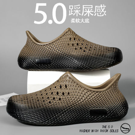 3D洞洞鞋男夏季海边沙滩户外涉水漂流运动凉鞋厚底防滑开车凉拖鞋
