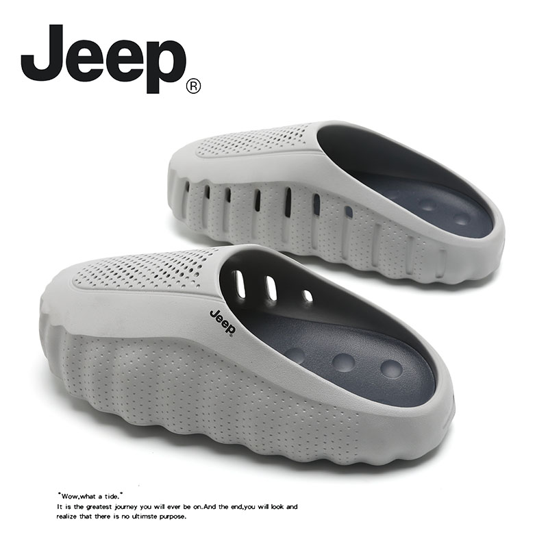 JEEP/吉普包头拖男款户外休闲按摩洞洞凉拖透气懒人一脚蹬沙滩鞋A主图