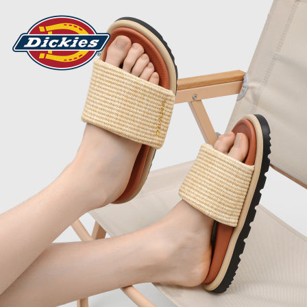 Dickies编织一字拖鞋男夏季厚底防滑凉拖户外百搭休闲沙滩鞋拖鞋