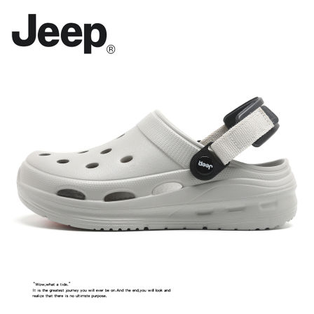 JEEP/吉普洞洞拖鞋男夏季外穿防滑厚底增高包头拖休闲两穿沙滩鞋A