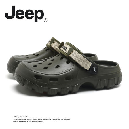 JEEP/吉普洞洞凉鞋男士外穿厚底防滑百搭轻便包头凉拖鞋两穿开车