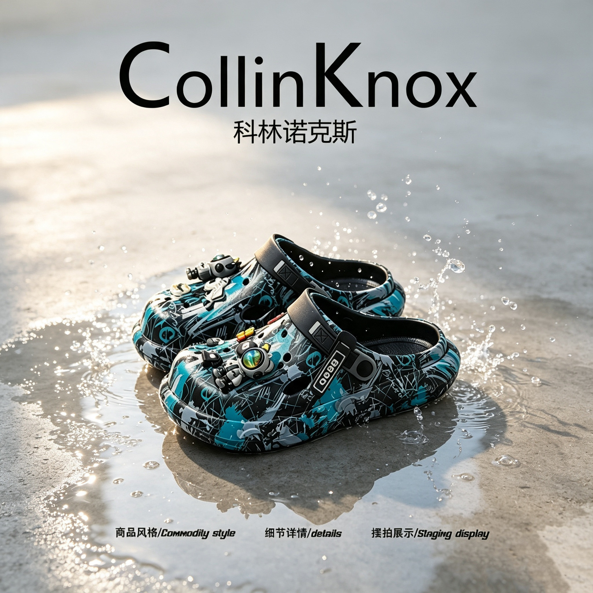 【超轻防滑】CollinKnox2026年夏季新款情侣洞洞鞋迷彩小众沙滩鞋主图