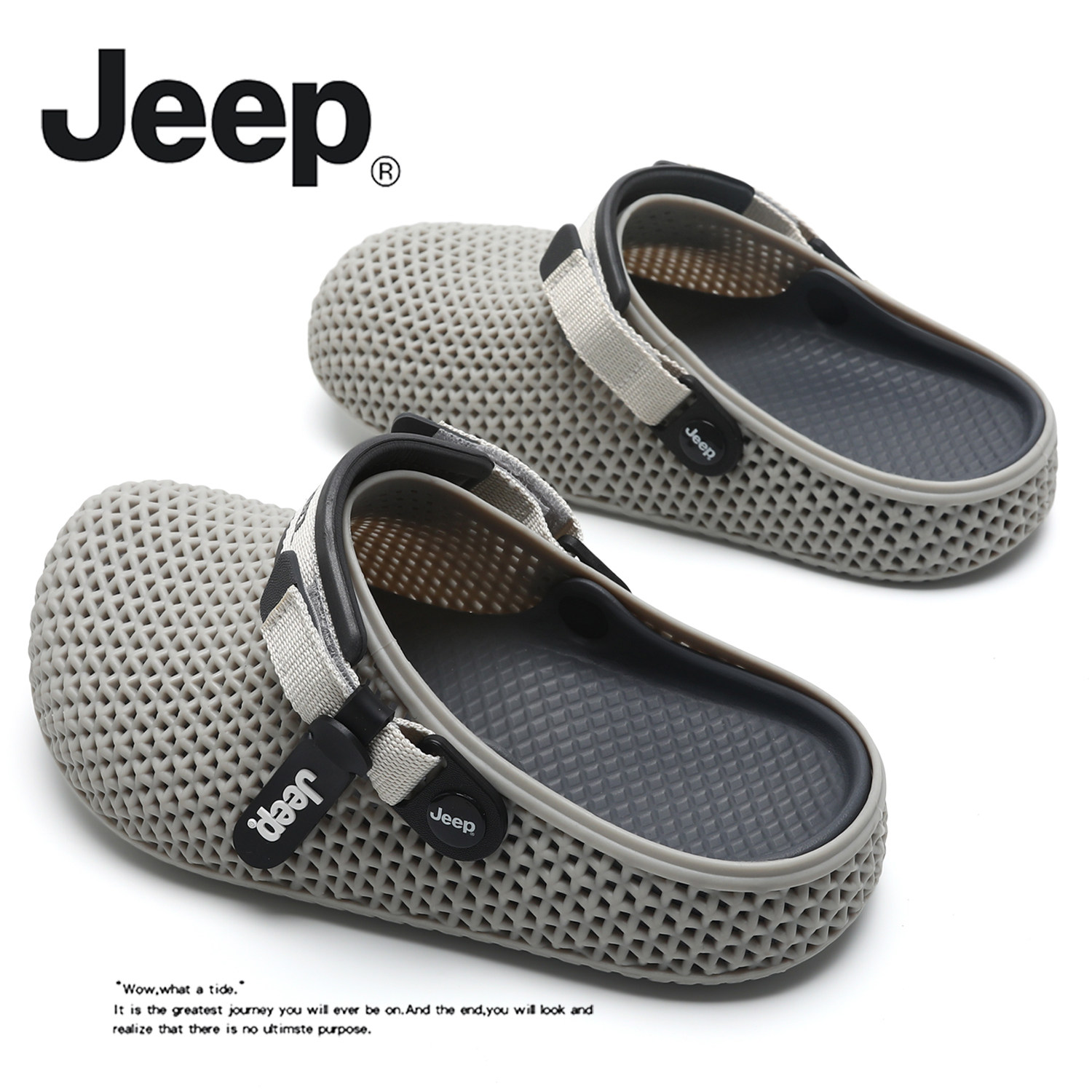 JEEP/吉普包头拖男厚底防滑外穿休闲两穿包头拖踩屎感潮流凉拖鞋主图