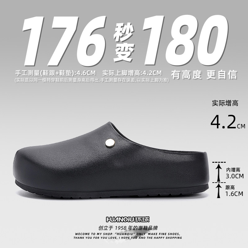 环球外穿包头拖鞋男夏季2026新款一脚蹬鞋子男百搭黑色增高勃肯鞋主图