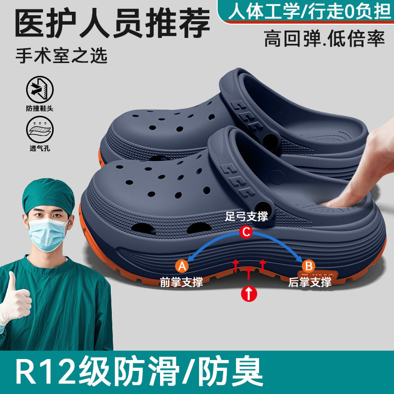 手术室洞洞鞋男士2026新款夏季外穿厚底耐磨透气防滑防臭足弓支撑主图