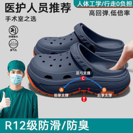 手术室洞洞鞋男士2026新款夏季外穿厚底耐磨透气防滑防臭足弓支撑