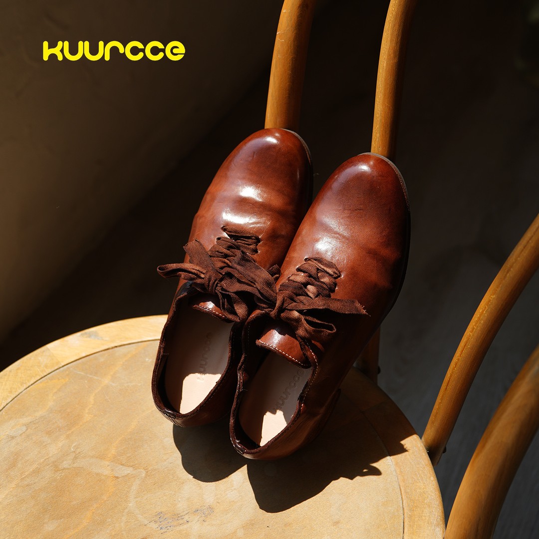 【kuurcce】水洗马皮固特异手工芒果头厚底德比复古通勤小皮鞋女鞋主图