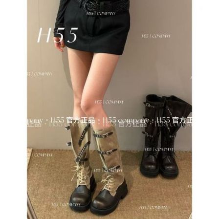【H55粉丝专享】重塑沙丘-西部游牧风可调节袢带骑士靴5cm21-3766