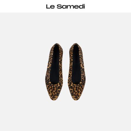 Le Samedi马油叶儿【豹纹轻行】树林法式豹纹天然小牛毛肌理单鞋