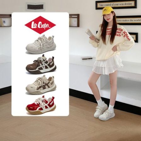 LEE COOPER【孟子义同款】燕麦格雷女款2026秋冬新款休闲德训阿甘鞋