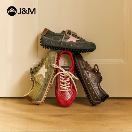 J&M/快乐玛丽秋季新款复古透气舒适百搭厚底拼色休闲德训鞋31863W