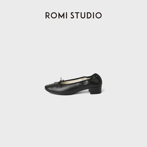 ROMI STUDIO“不磨脚”柔软羊皮粗低跟法式蝴蝶结单鞋 RWDAPQ6121主图