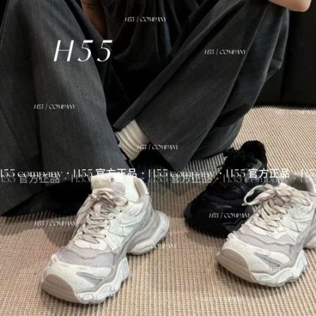 【H55粉丝专享】解构破坏风拼接网面擦色做旧厚底轻量老爹鞋31-3805