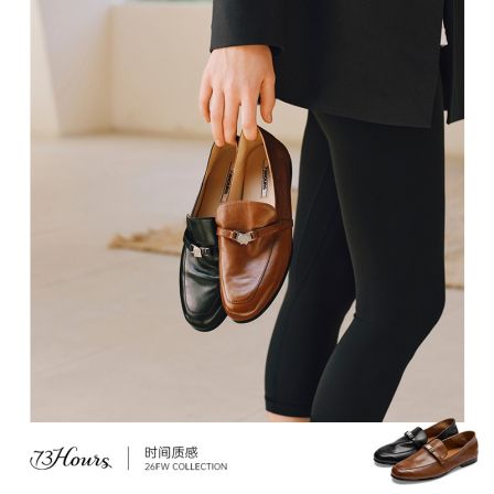 【达人】73hours女鞋时间质感26秋季新款水洗皮乐福鞋一脚蹬豆豆鞋
