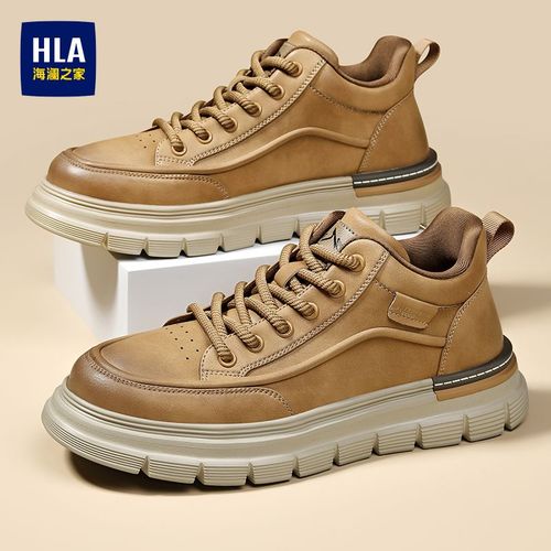 HLA/海澜之家男鞋秋季新款系带复古户外休闲鞋经典增高工装鞋靴子主图