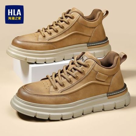 HLA/海澜之家男鞋秋季新款系带复古户外休闲鞋经典增高工装鞋靴子