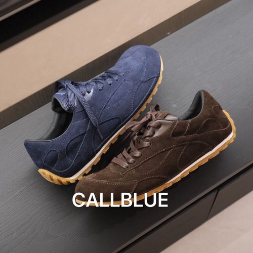 CALLBLUE『赤足宽楦』秋季头层牛皮反绒薄底复古运动舒适休闲男板鞋主图